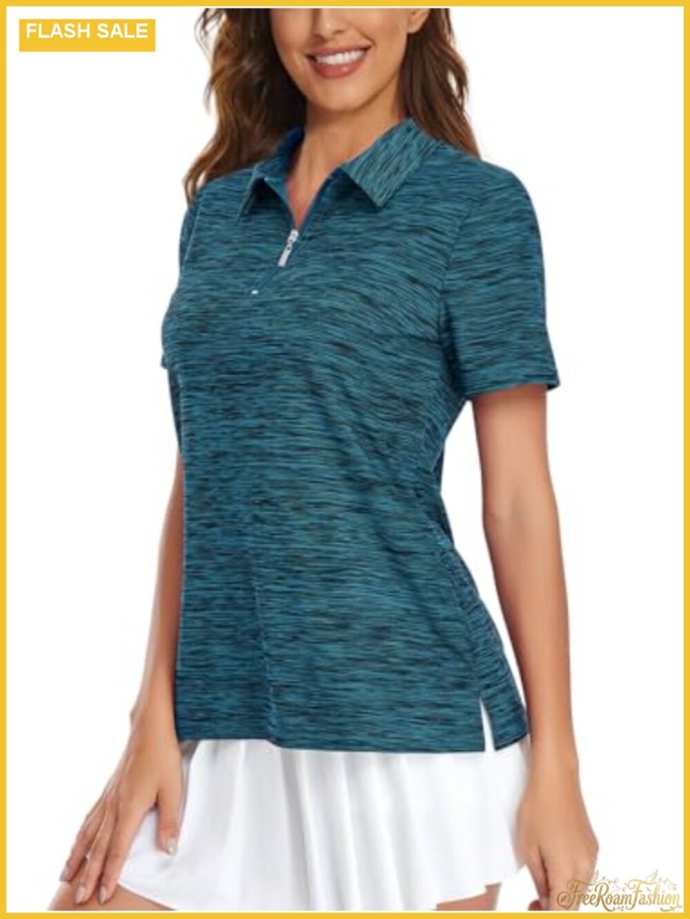 Womens Golf Polo Shirt 1/4 Zip UPF50+ Quick Dry Athletic Workout Top